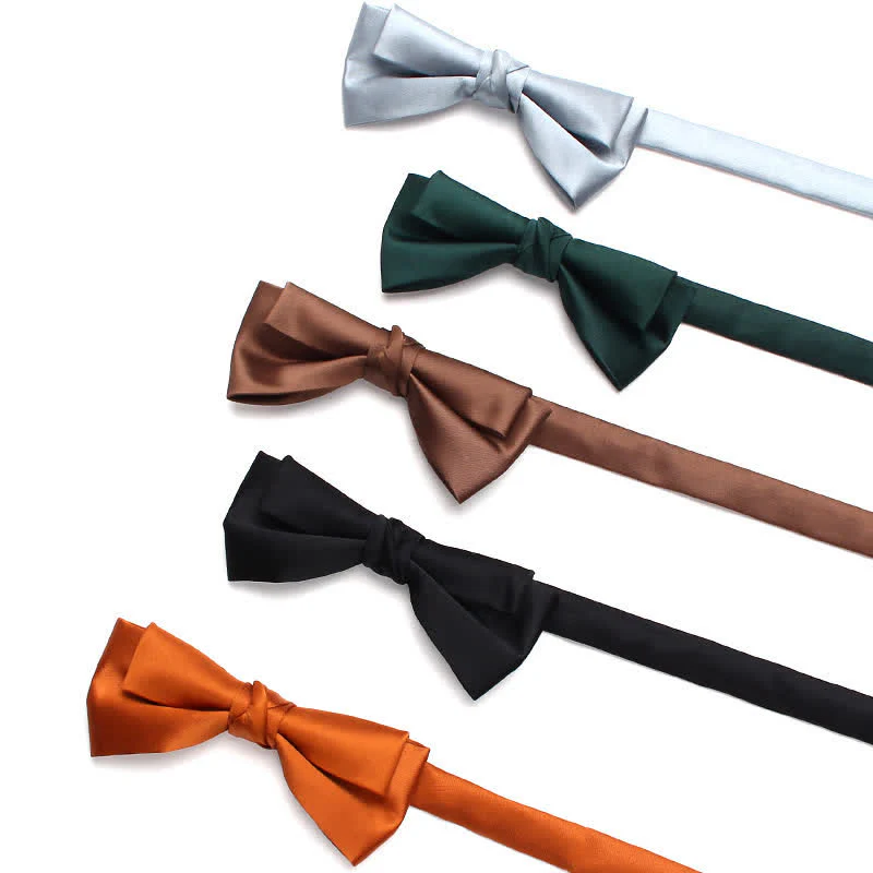 Men's Stylish Solid Color Unique Double Layered Bow Tie - Image 6