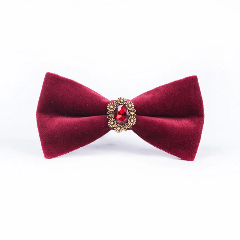 Men's Sunflower Artficial Crystal Velvet Bow Tie - Image 3