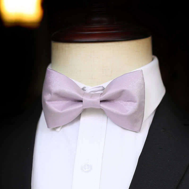 Men's Sweet Taro Violet Solid Color Bow Tie - Image 4