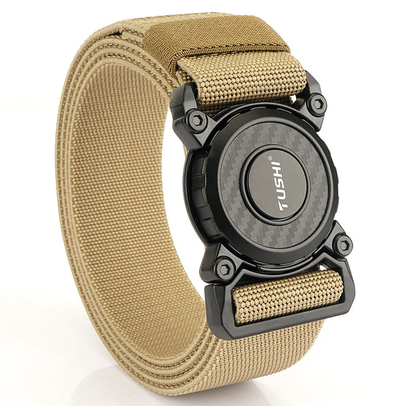 Men's Tactical Belt Round Buckle Quick Release Elastic Belt - Image 10
