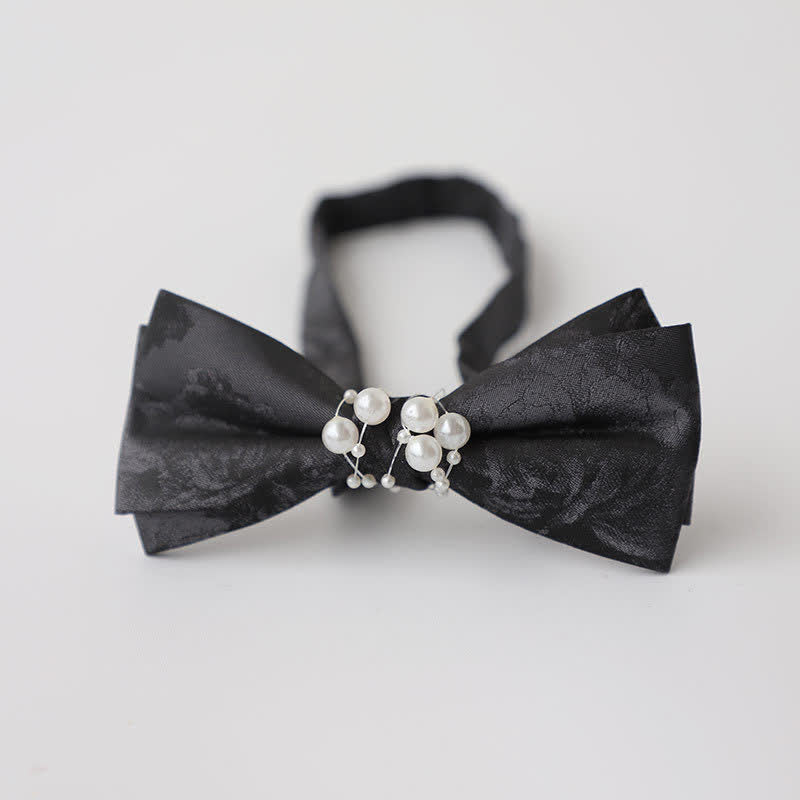 Men's Temperament Pearl Black Wedding Bow Tie - Image 12