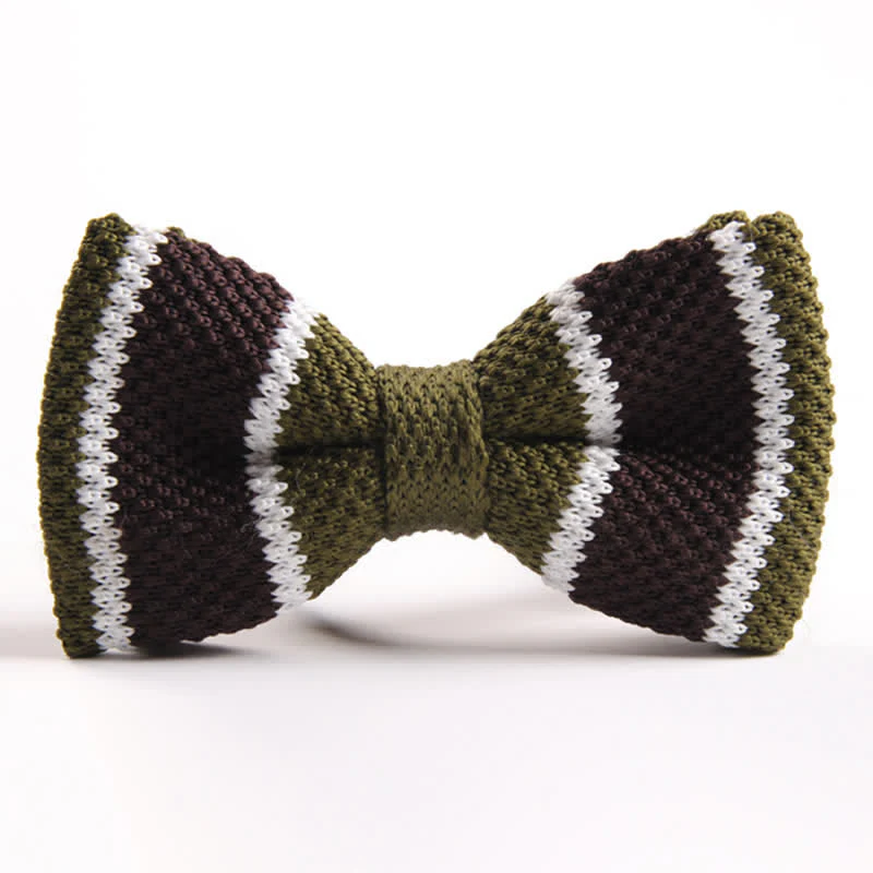 Men's Three Color Match Striped Knitted Bow Tie - Image 14