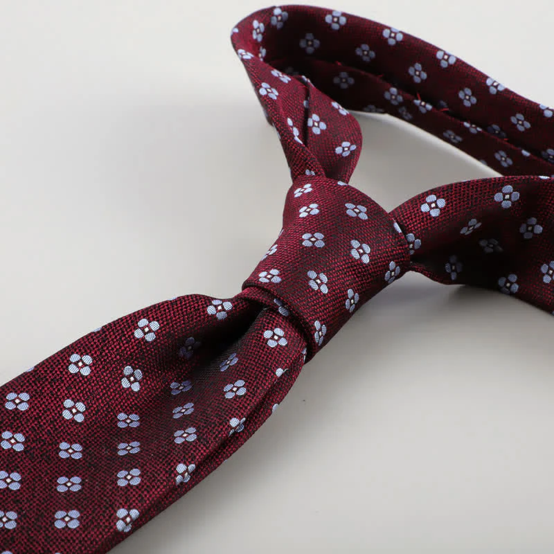 Men's Tiny Geometric Flowers Textured Necktie - Image 8
