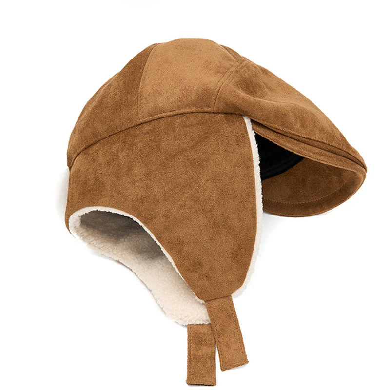 Men's Trendy Cozy Suede Beret Hat With Earmuffs - Image 2