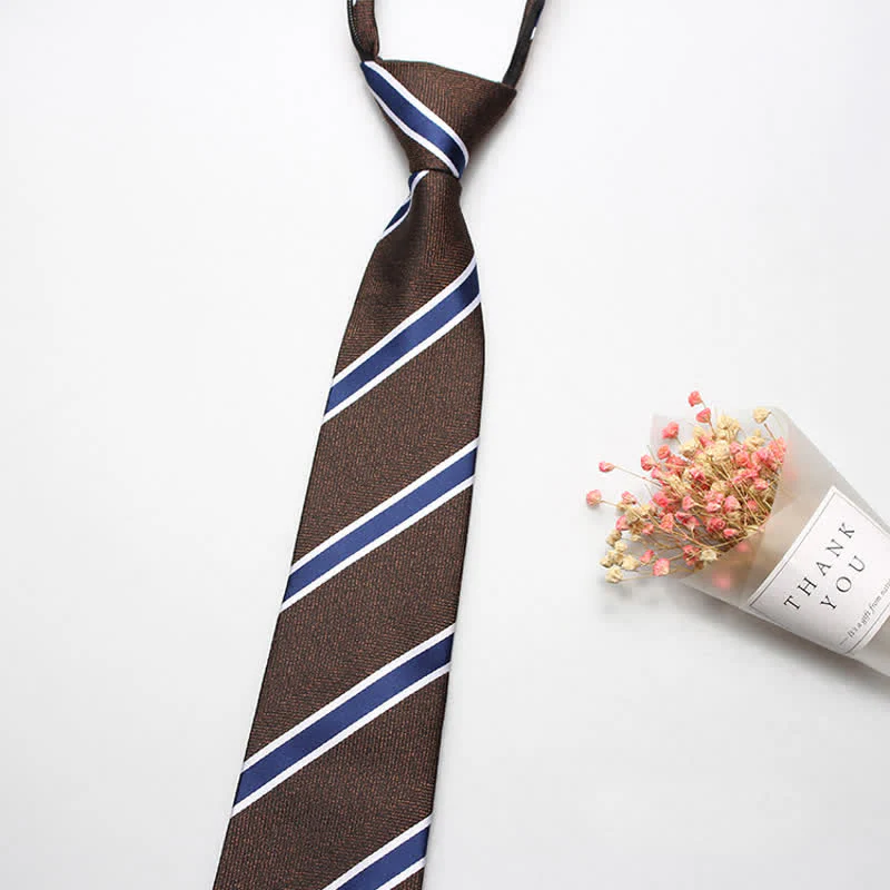 Men's British Zipper Tie Striped Necktie - Image 4