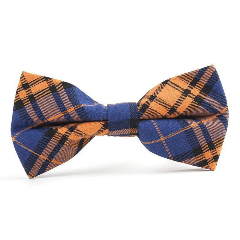 Men's Trendy Plaid Pattern Bow Tie Handkerchief Necktie - Image 20
