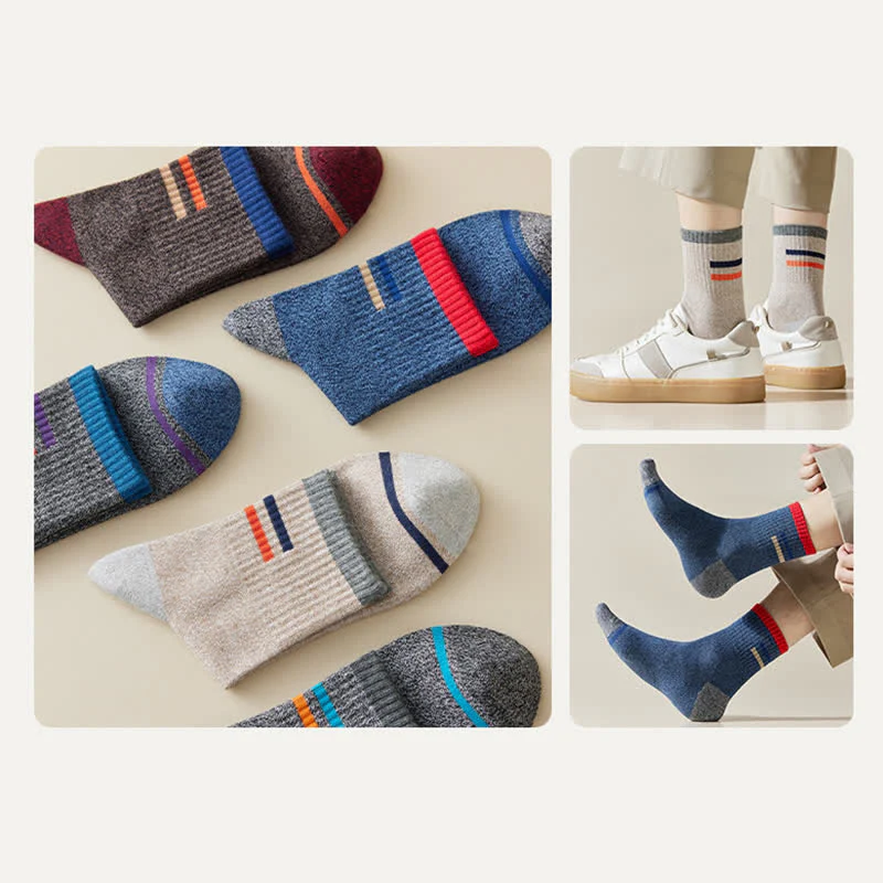 Men's Trendy Striped Pattern Crew Socks - Image 6