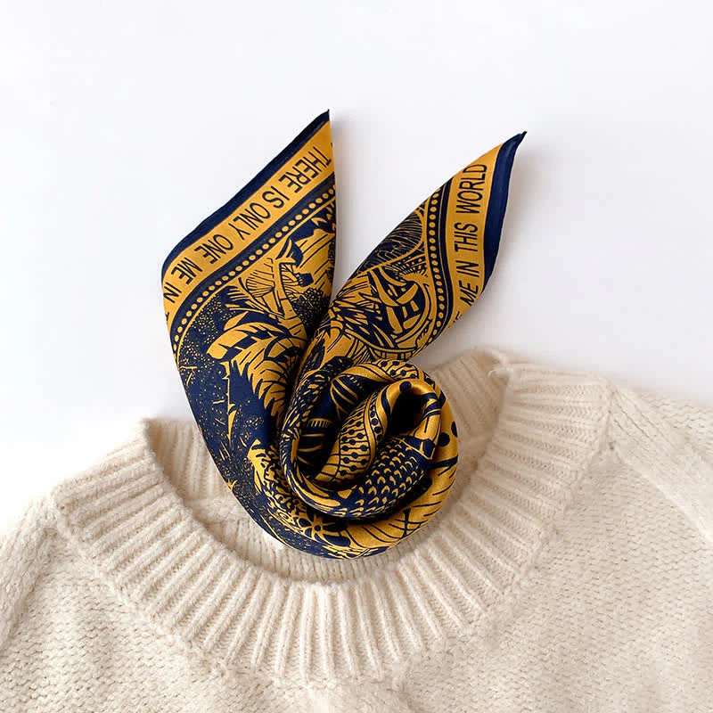 Men's Tropical Rainforest Print Mulberry Silk Square Cravat - Image 4