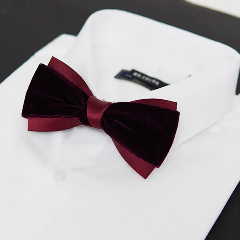 Men's Two-Tone Velvet Double Layer Bow Tie - Image 2