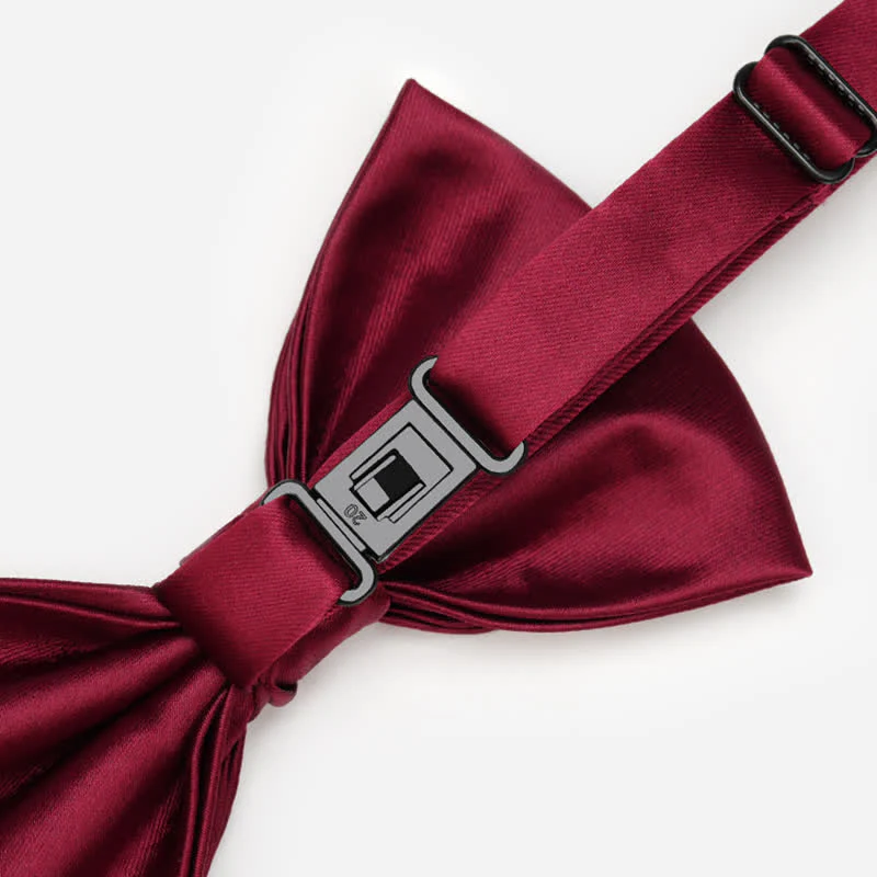 Men's Unique Double Layers Wrinkle Solid Color Bow Tie - Image 5