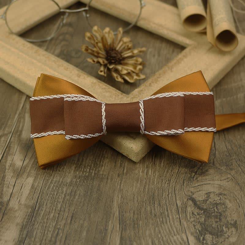 Men's Unique Ribbon Splicing Double Layer Bow Tie - Image 4