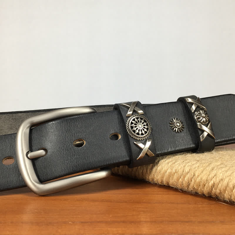Men's Unique Rivet Studded Handmade Leather Belt - Image 11