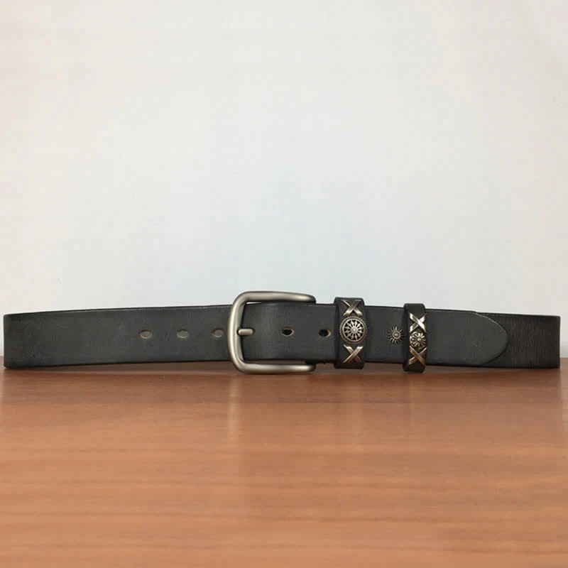 Men's Unique Rivet Studded Handmade Leather Belt - Image 14