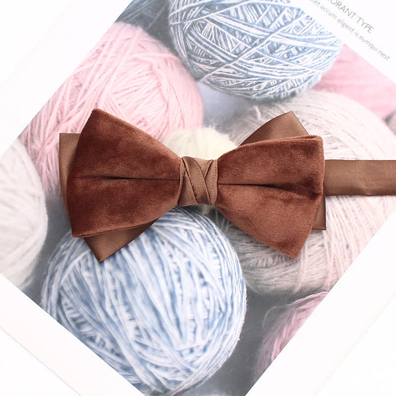 Men's Velvet Double Layered Patchwork Color Bow Tie - Image 8