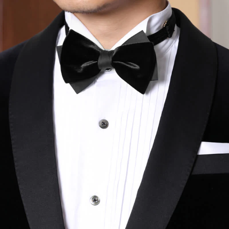 Men's Velvet Double Layers Bow Tie - Image 9