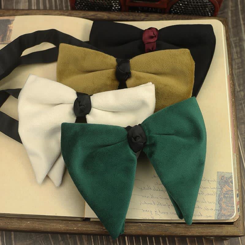 Men's Velvet Oversized Pointed Wedding Bow Tie - Image 2