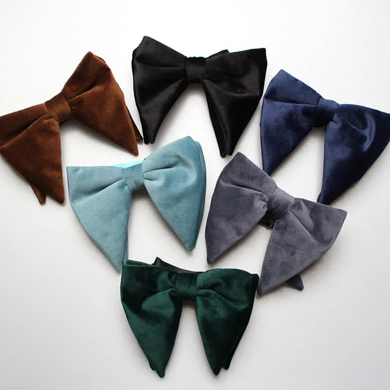 Men's Velvet Oversized Pointed Wedding Bow Tie - Image 3