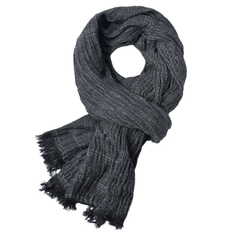 Men's Versatile Diamond Plaid Raw Edge Scarf - Image 6