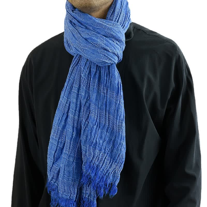 Men's Versatile Diamond Plaid Raw Edge Scarf - Image 8