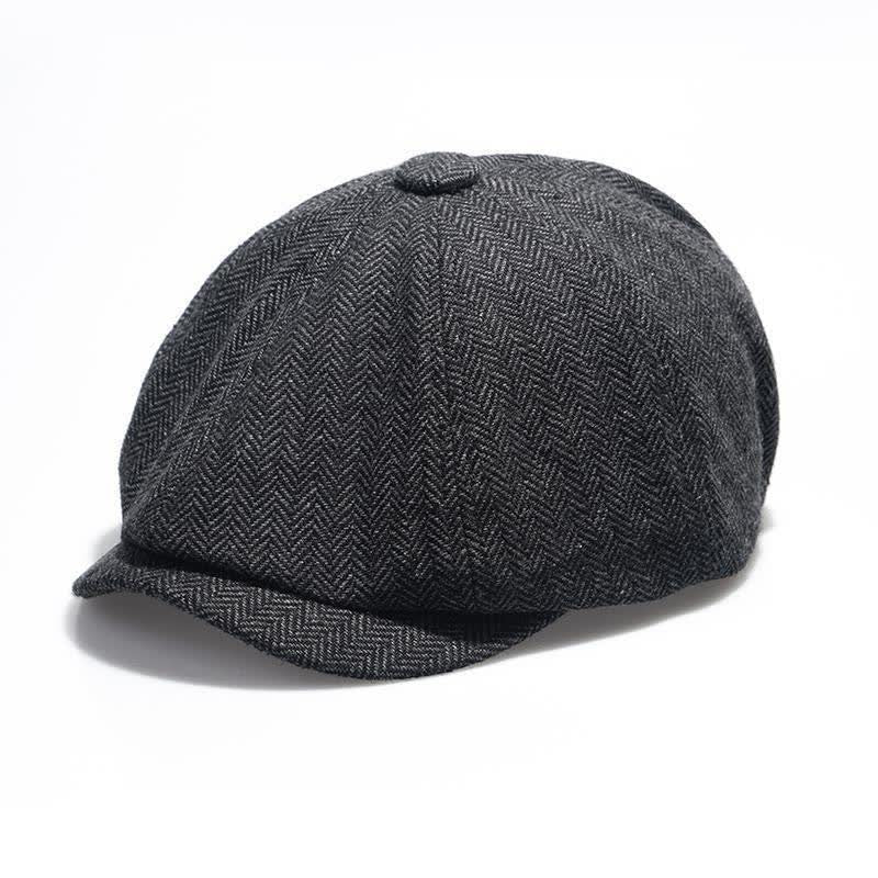 Men's Gentleman Herringbone Pattern Octagonal Beret Cap - Image 8