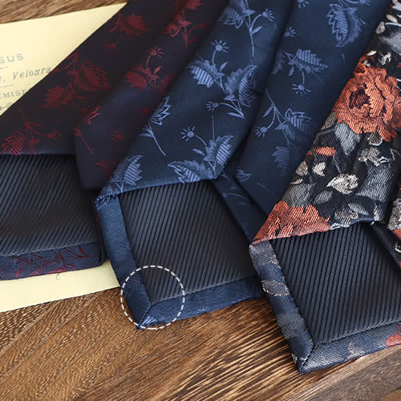 Men's Vintage Art Floral Pattern Necktie - Image 6