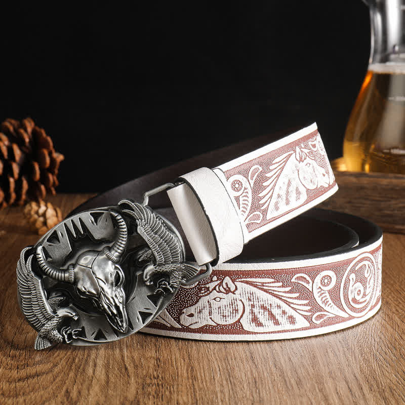 Men's Vintage Bull & Dual Eagles Leather Belt - Image 13