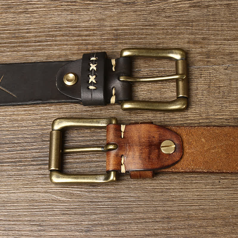 Men's Vintage Fancy Carving Leather Belt - Image 3
