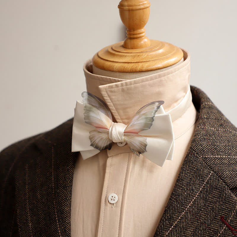 Men's Vintage Organza Butterfly Bow Tie Pocket Square Set - Image 3