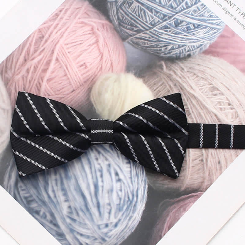 Men's Vintage Style Floral Striped Bow Tie - Image 26