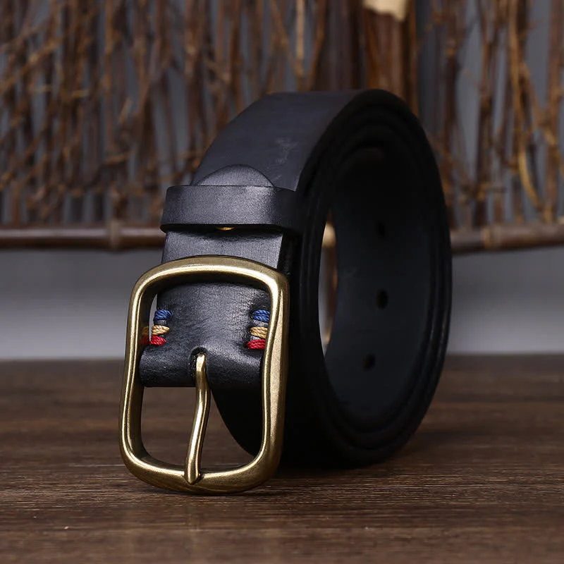 Men's Vintage Thicken Pure Cowhide Leather Belt - Image 5