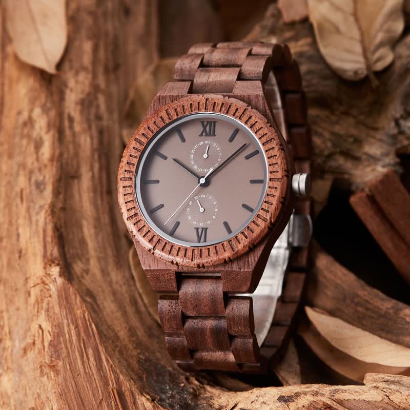 Men's Eco Friendly Wood Two Sub-Dial Wooden Watch - Image 13