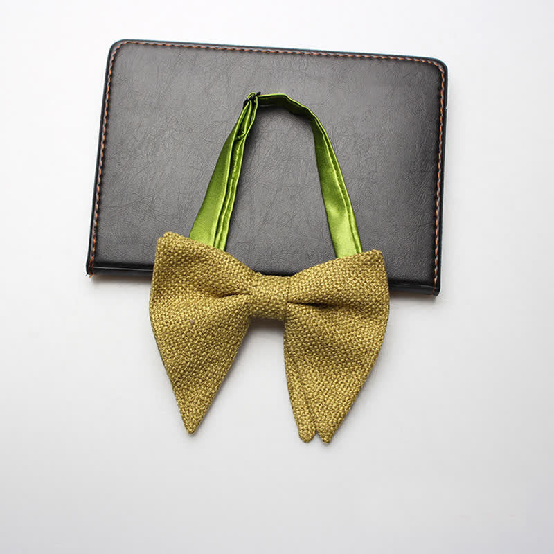 Men's Weave Linen Cotton Oversized Pointed Bow Tie - Image 11