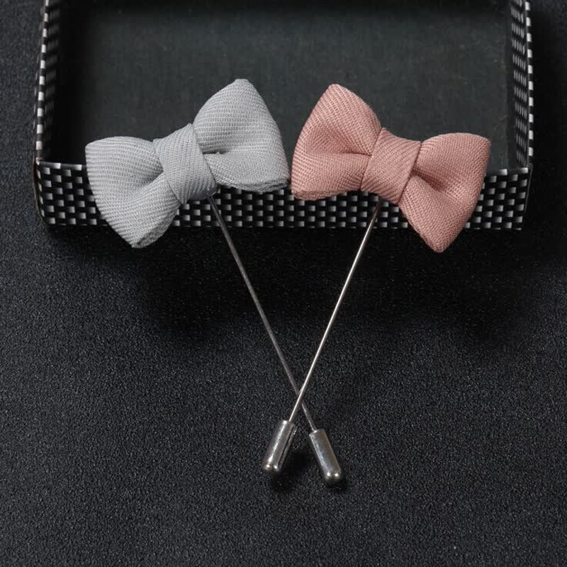 Men's Wedding Boutonniere Bow Tie Shape Cloth Lapel Pin - Image 5