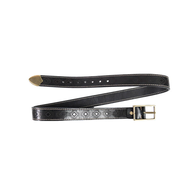 Men's Western Geometric Pattern Leather Belt - Image 14