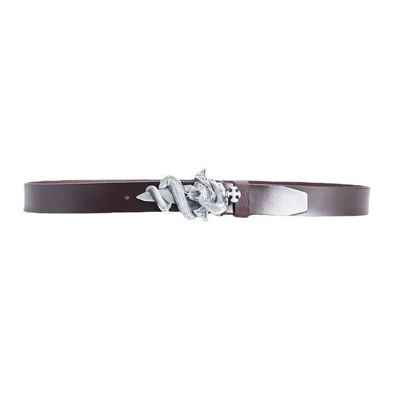 Men's Western Snake Knight's Sword Leather Belt - Image 7