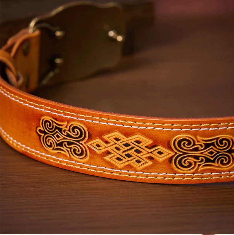 Men's Western Style Copper Bullhead Buckle Embossed Leather Belt - Image 4