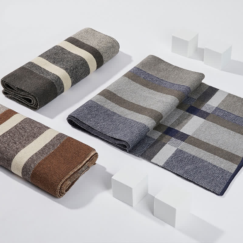 Men's Winter Classical Warm Plaid Stripe Scarf - Image 5