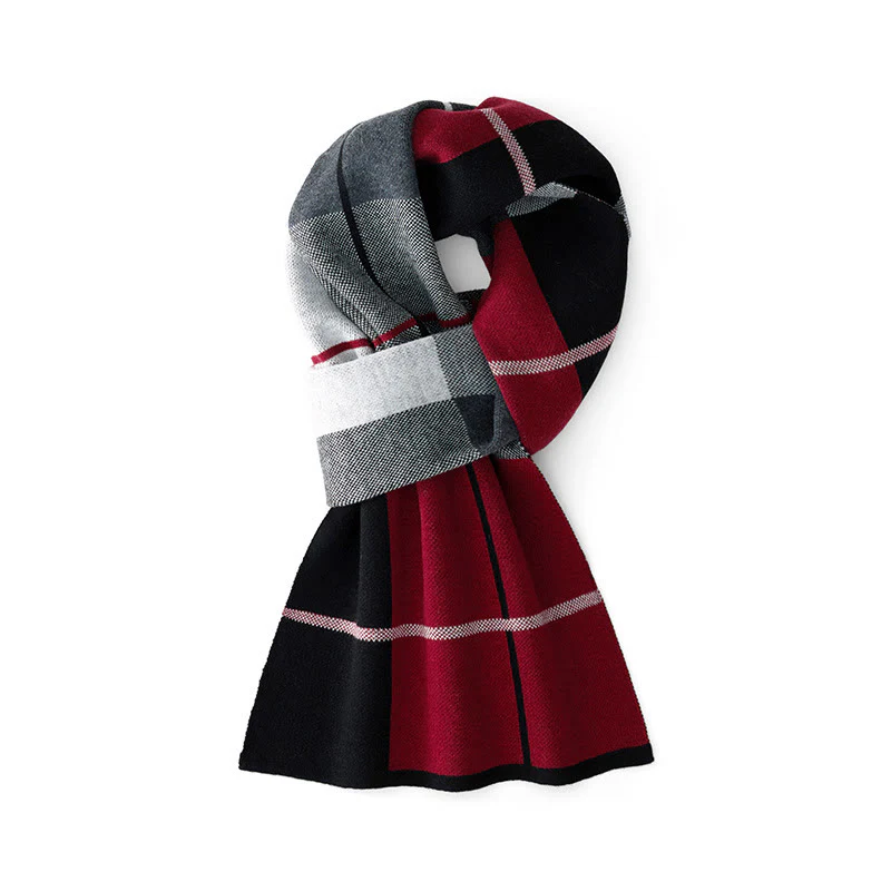 Men's Winter Keep Warm Color Blocked Knitted Scarf - Image 3