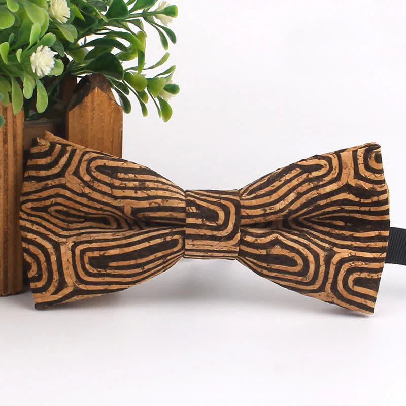 Men's Wood Grain Geometric Print Multi-Color Bow Tie - Image 15