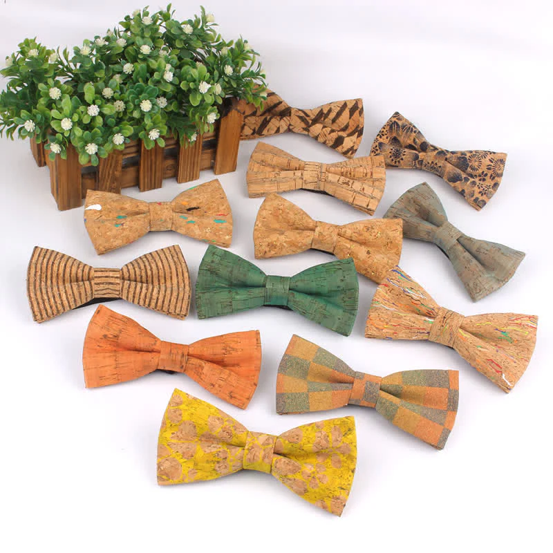 Men's Wood Grain Geometric Print Multi-Color Bow Tie - Image 4