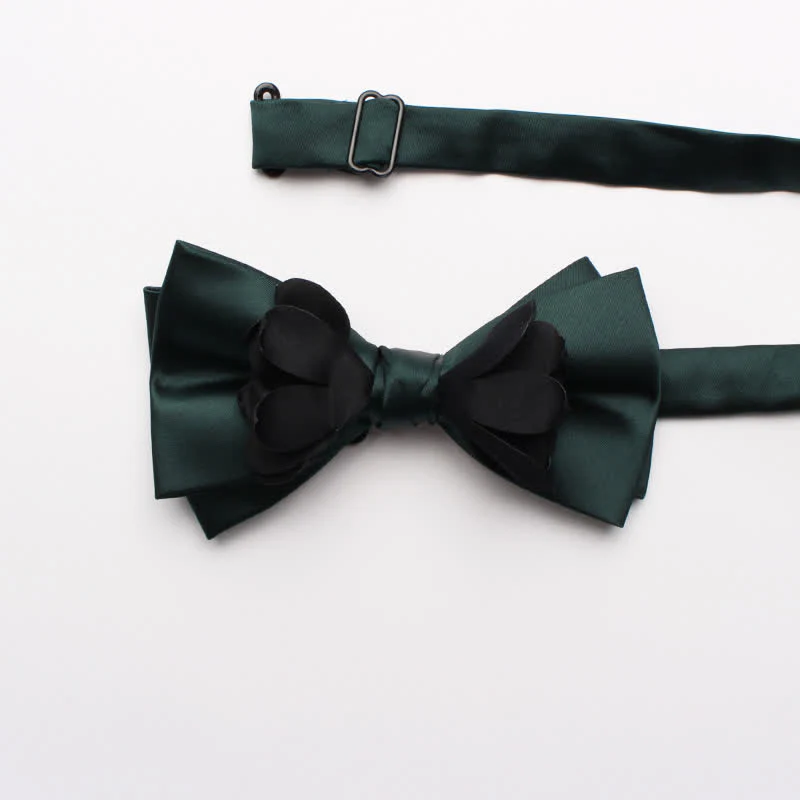Men's Yarn-dyed Double Layer Flower Ribbon Bow Tie - Image 4