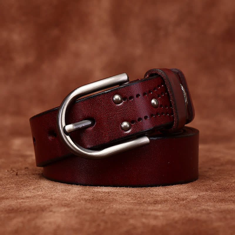 Metal Rivet Fashionable Casual Slim Leather Belt - Image 4