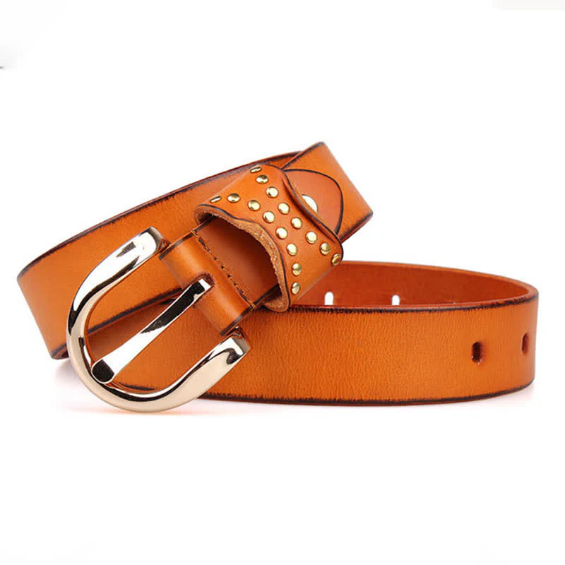 Metal Studded Rock Heavy Duty Rivets Leather Belt - Image 16