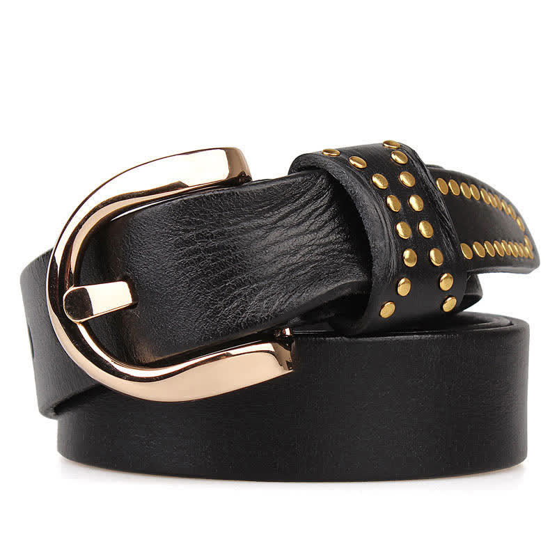 Metal Studded Rock Heavy Duty Rivets Leather Belt - Image 7