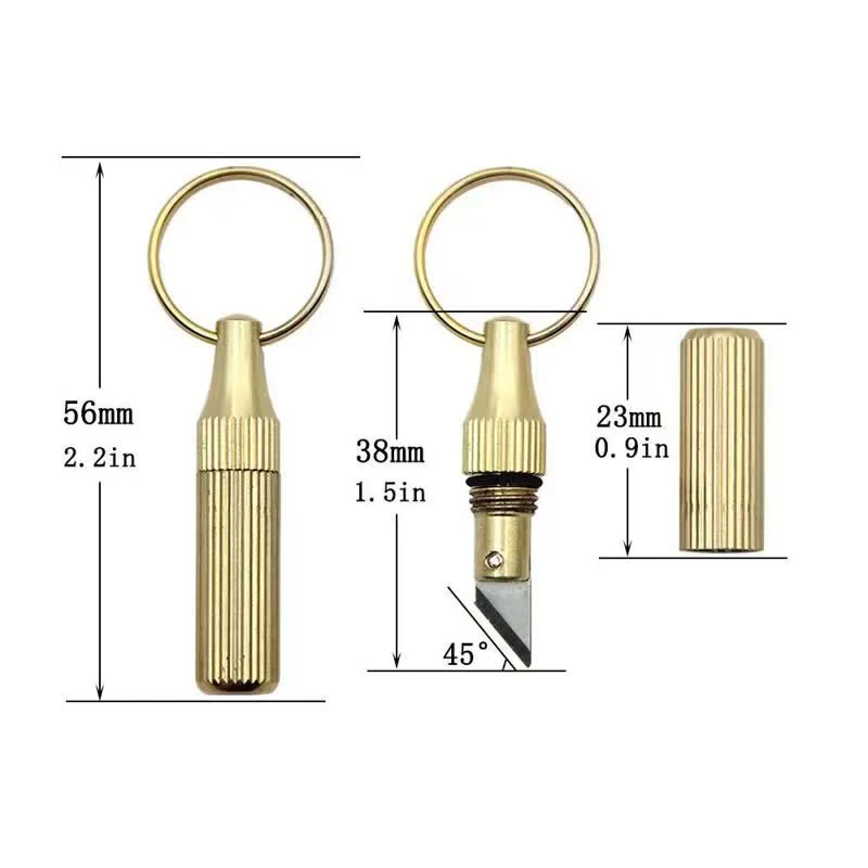 Mini Brass Capsule Unpacking Express Knife Keychain - Image 5