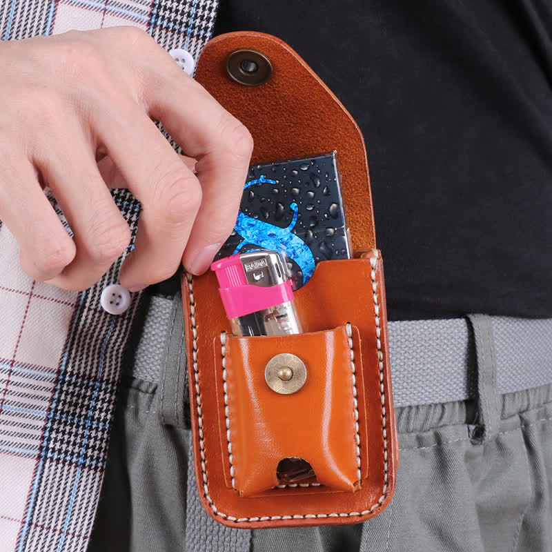 Mini Portable Cigarette Case Leather Belt Bag - Image 13