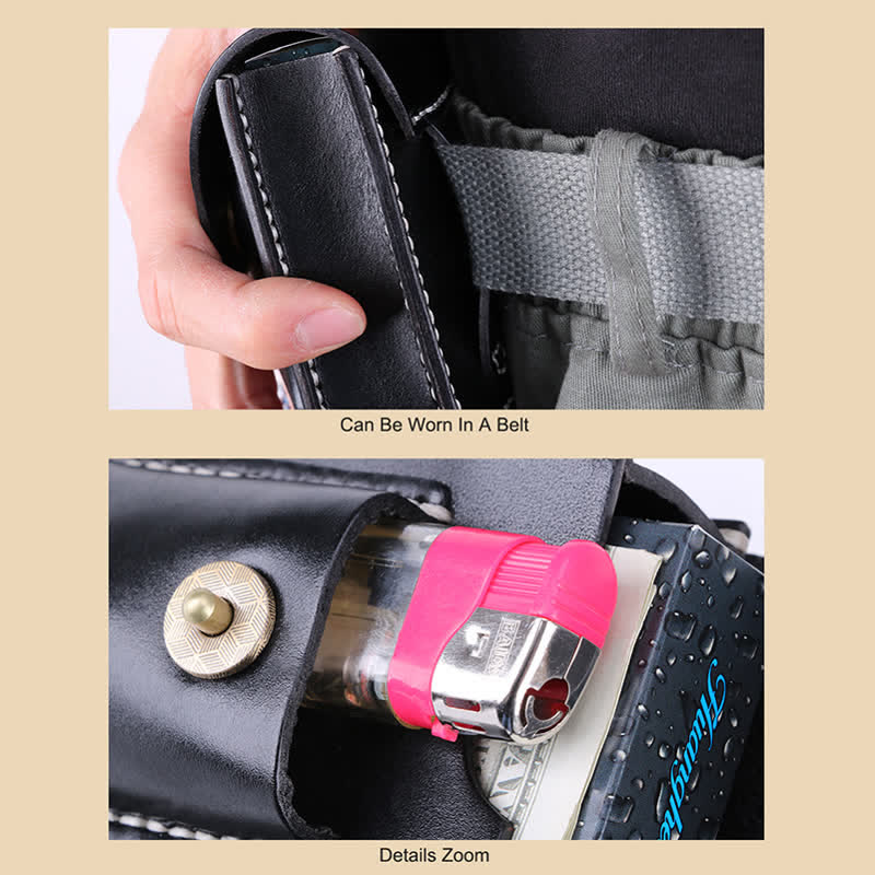 Mini Portable Cigarette Case Leather Belt Bag - Image 9
