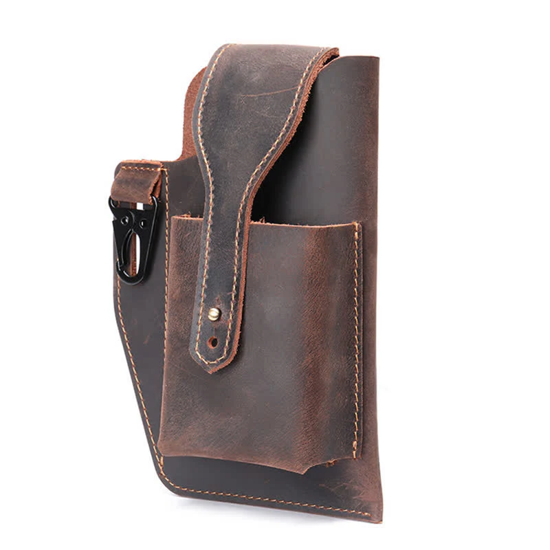 Minimalist Phone Crazy Horse Leather Belt Bag - Image 4