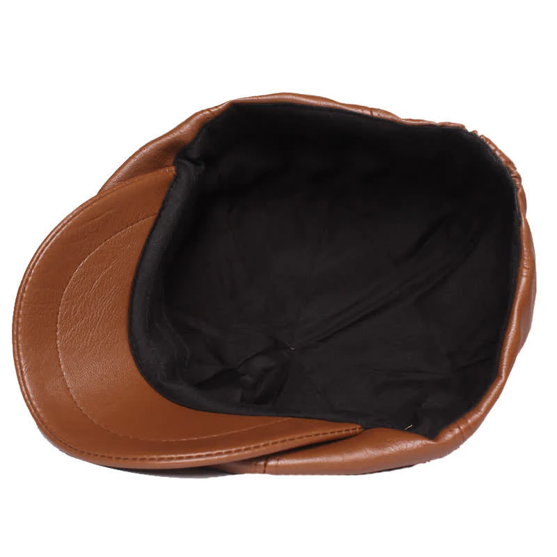 Minimalist Plain Colours Leather Beret Cap - Image 5