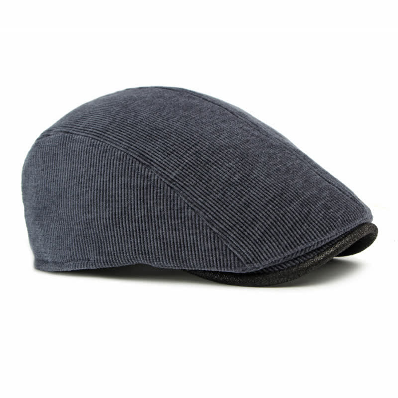 Modern Contrasting Brim Corduroy Flat Top Beret Hat - Image 3